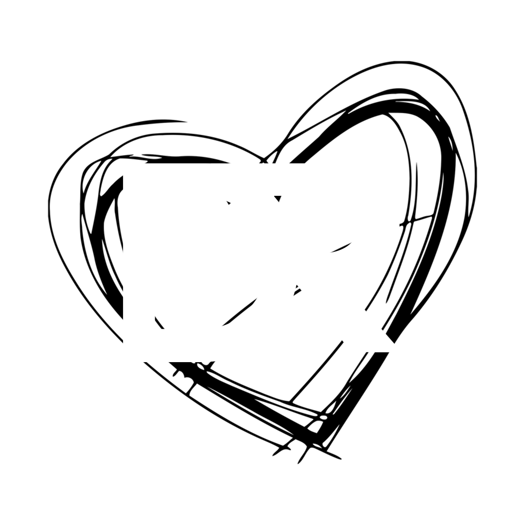 D R Icon with a scribbled heart graphic.